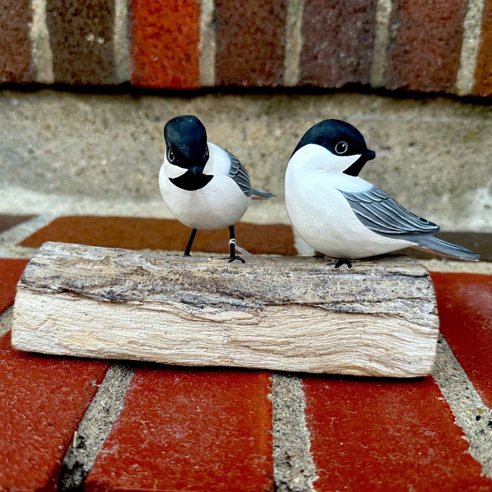 Chickadee pair - handmade - wood
